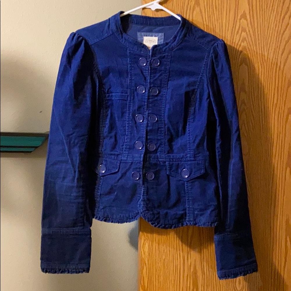Anthropologie Military Ruffle Jacket Size 12